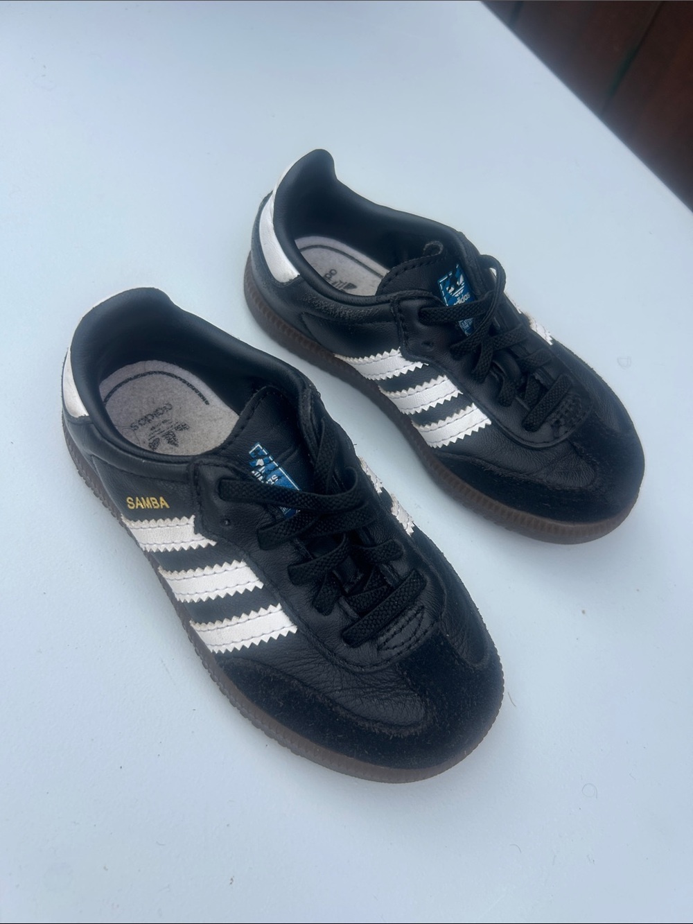 adidas Kids Samba Sneakers in Black and White with Gum Sole